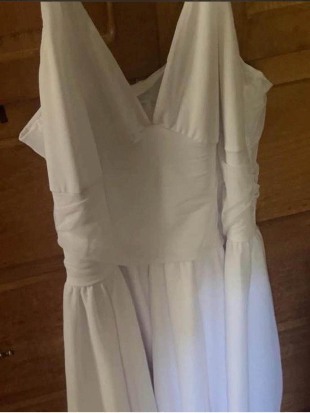White V-Neck Women's Dress